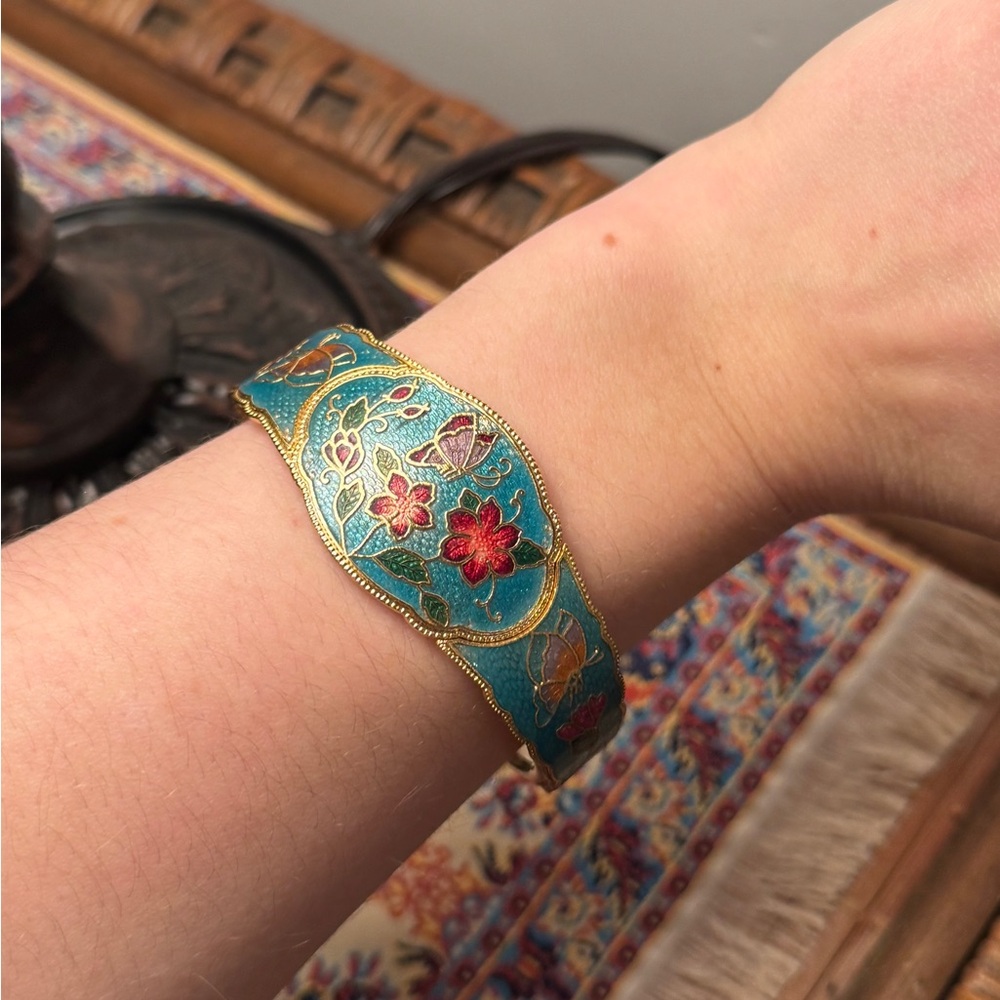 Vintage Teal Cloisonné Bracelet